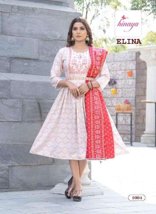 Hinaya Elina Vol 1 Designer Long Kurti With Dupatta Collection On Wholesale