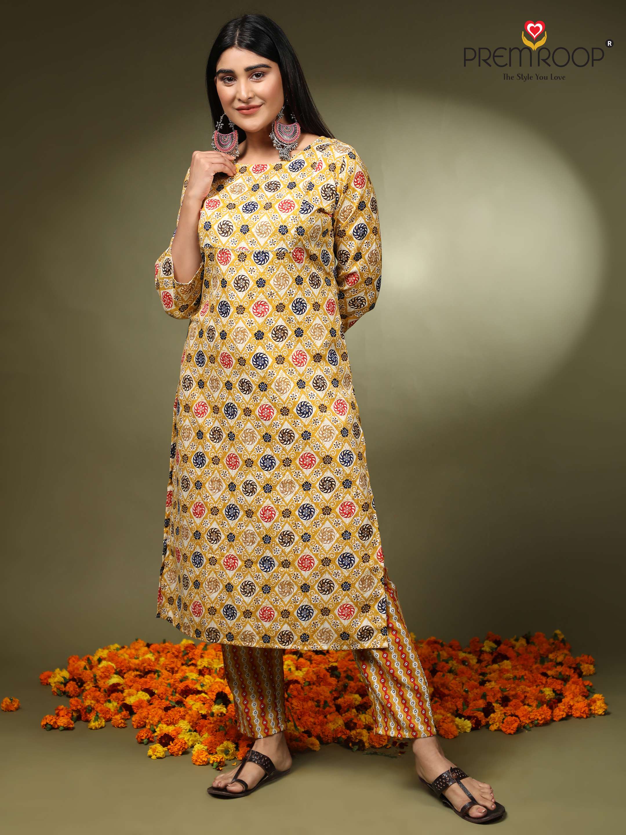 Premroop Multi Print Kurti With Pant On Wholesale