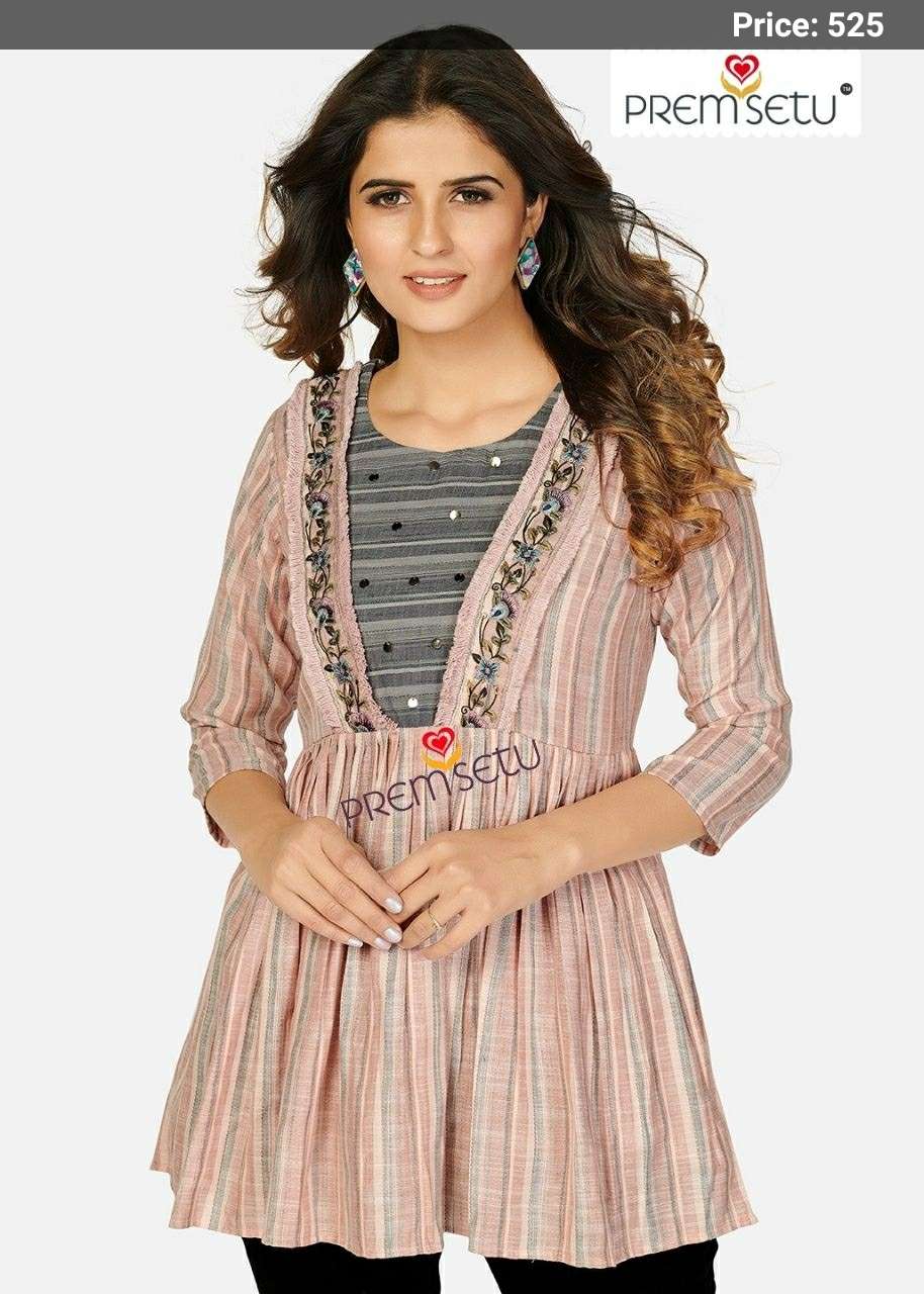 Premsetu PS617 Viscose With Fancy Weaving  Tunics On Wholesale