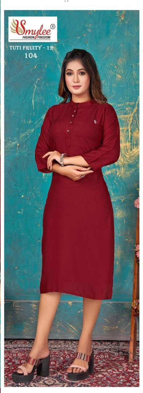 Rung TUTY FROOTY VOL 12 Straight Kurti On Rayon With Wholesale 