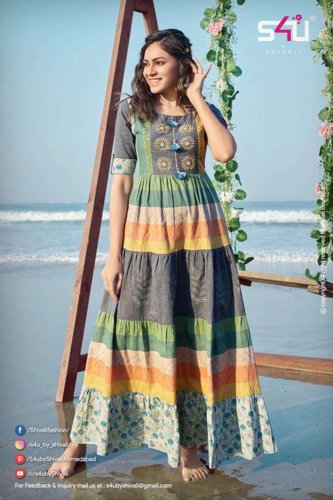 S4U Flairy Tales Handloom Midi Gowns  Fit & Flare On Wholesale