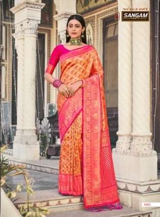 Sangam Prints Festive Rajpari Kanjeevaram Silk Saree On Wholesale