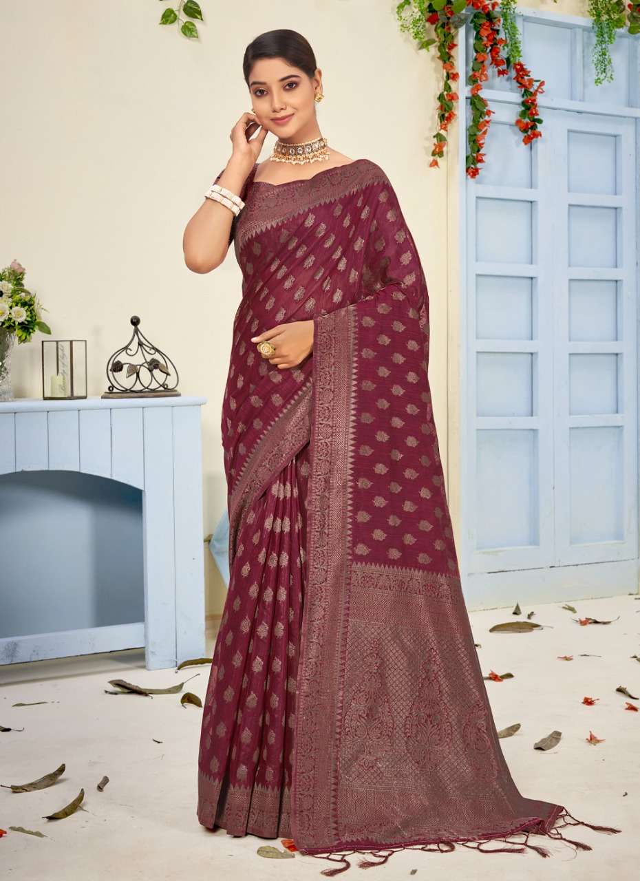 Sangam Prints Royal Cotton Saree on Woven Work On Wholesale