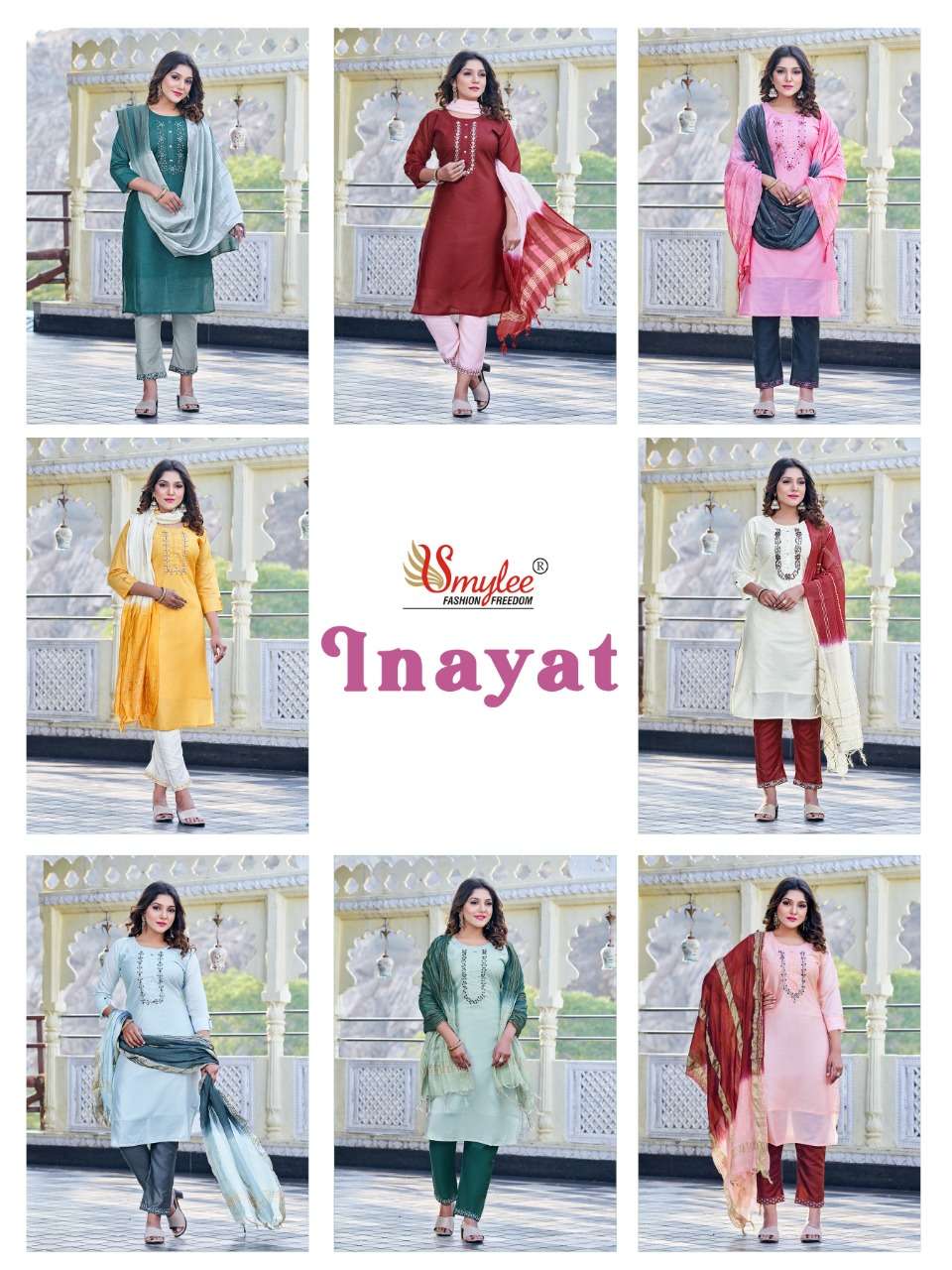  Smylee  Inayat Kurti With Pant And Dupatta Chanderi Silk On Wholesale