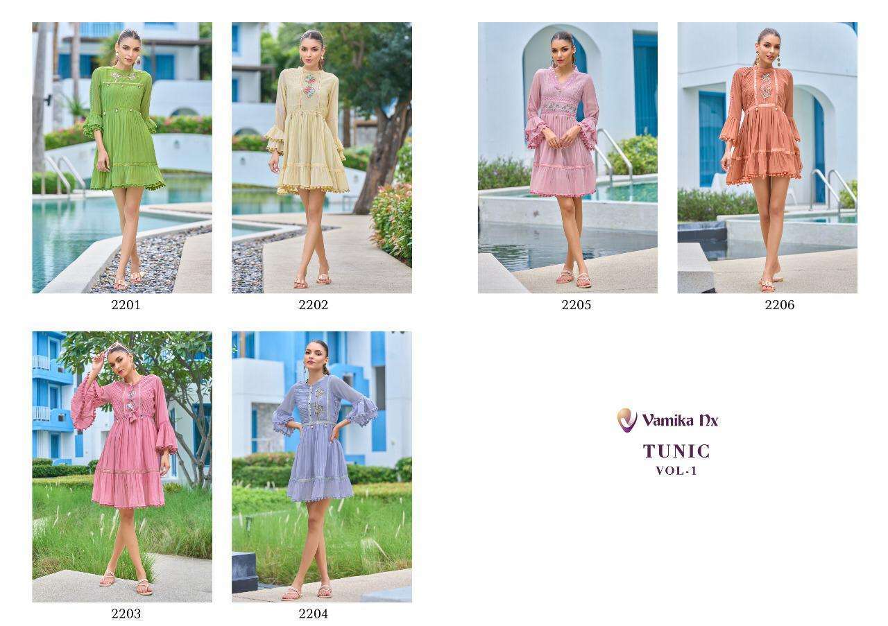 Vamika NX Tunic Vol-1 Elegant Designer Georgette Short Top On Wholesale