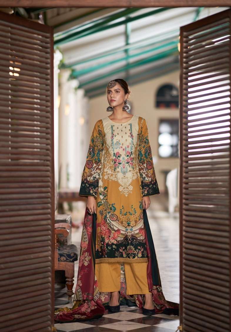   Kesari Fida Karachi Print Pure Lawn Cotton Dress Material On Wholesale