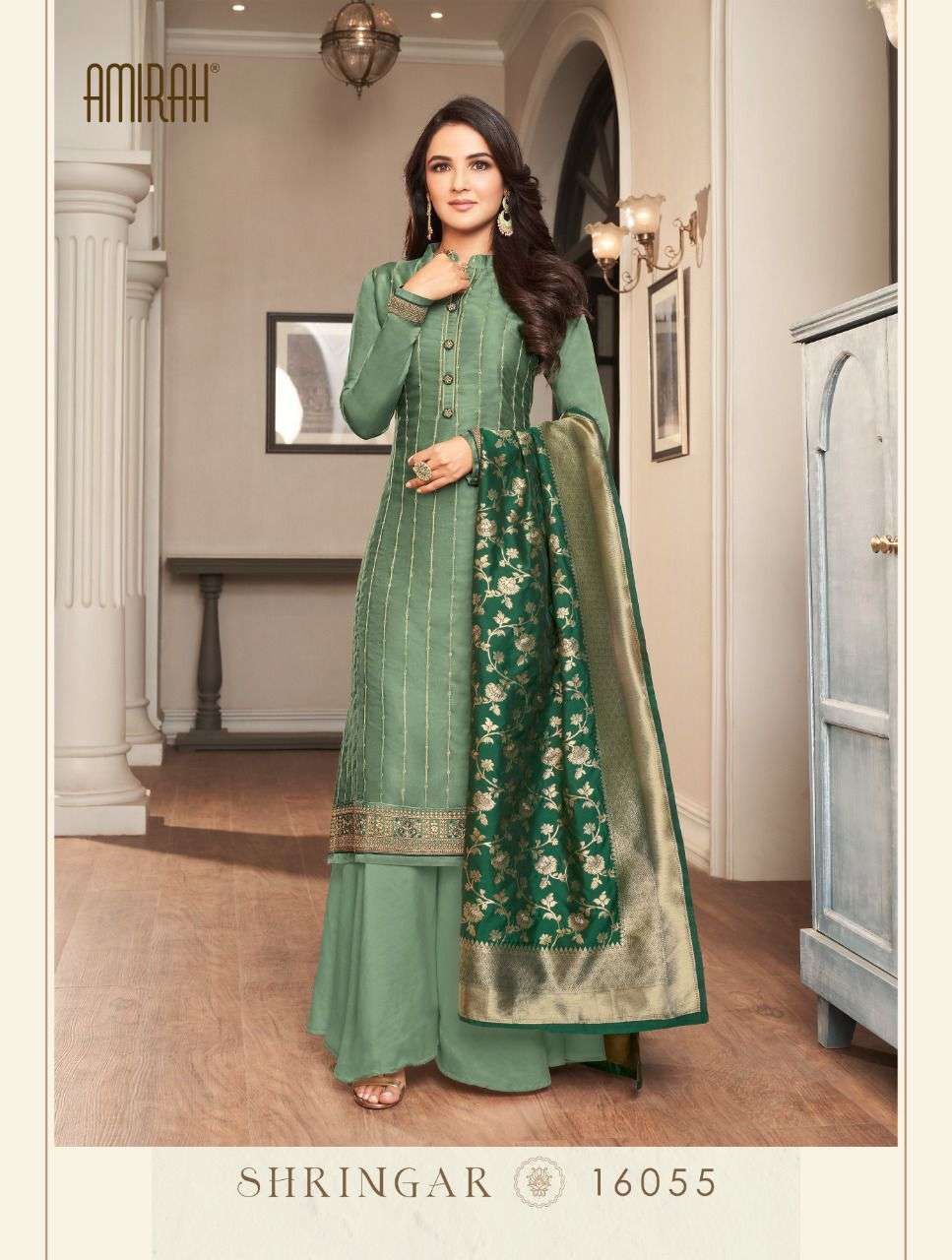 Amirah Shringar Heavy Modal Satin Silk With Embroidery Work On Wholesale