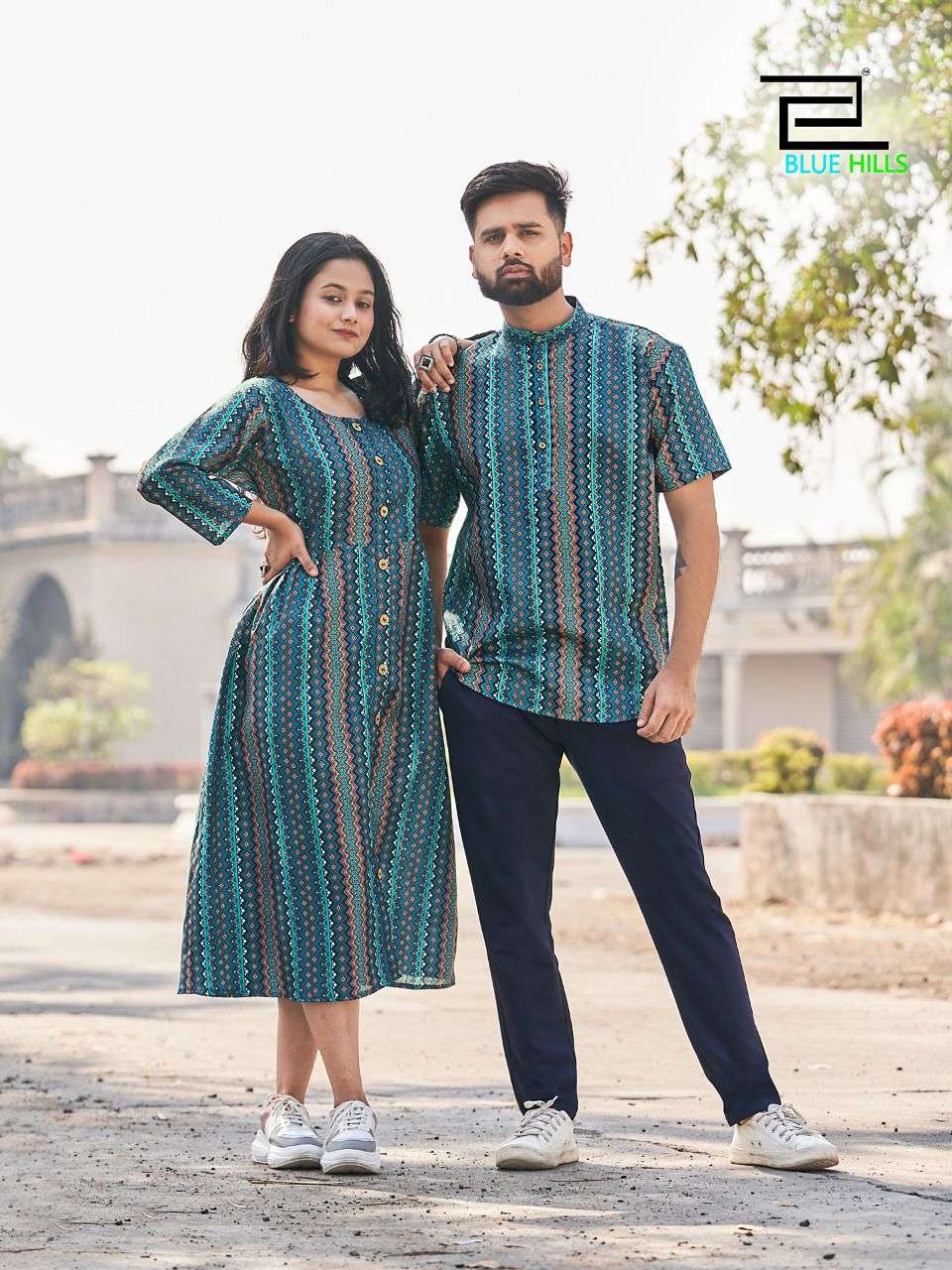 Blue Hills Present Couple Matching Printed Shirt And Kurti Pattern On Wholesale