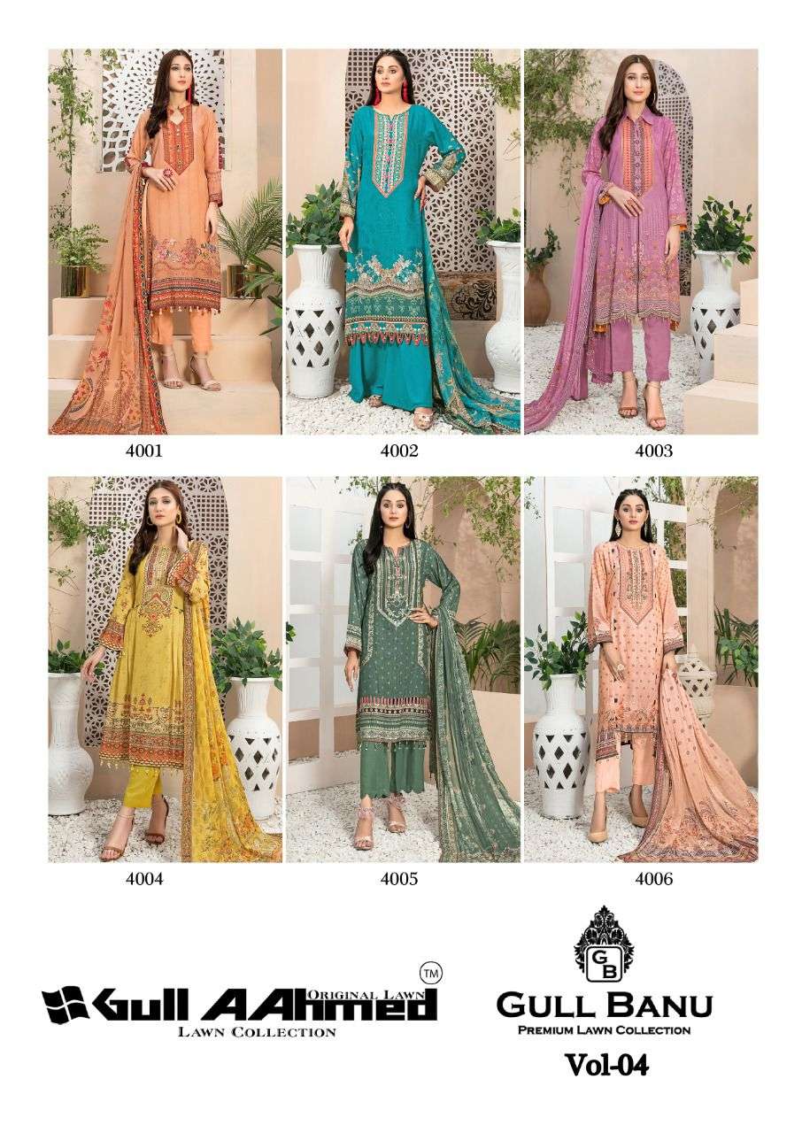 Gull Ahmed GULL BANU VOL-04 Pure Lawn Collection On Wholesale