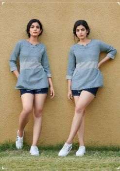 Rangjyot Pure Denim Style Fancy Wear Short Top Collection On Wholesale