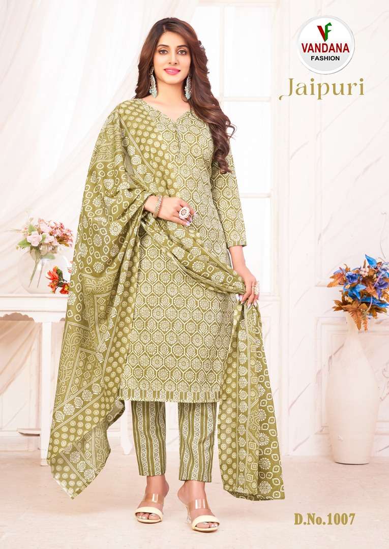 Vandana Jaipuri Vol 1 Pure Cotton Top Bottom With Dupatta On Wholesale