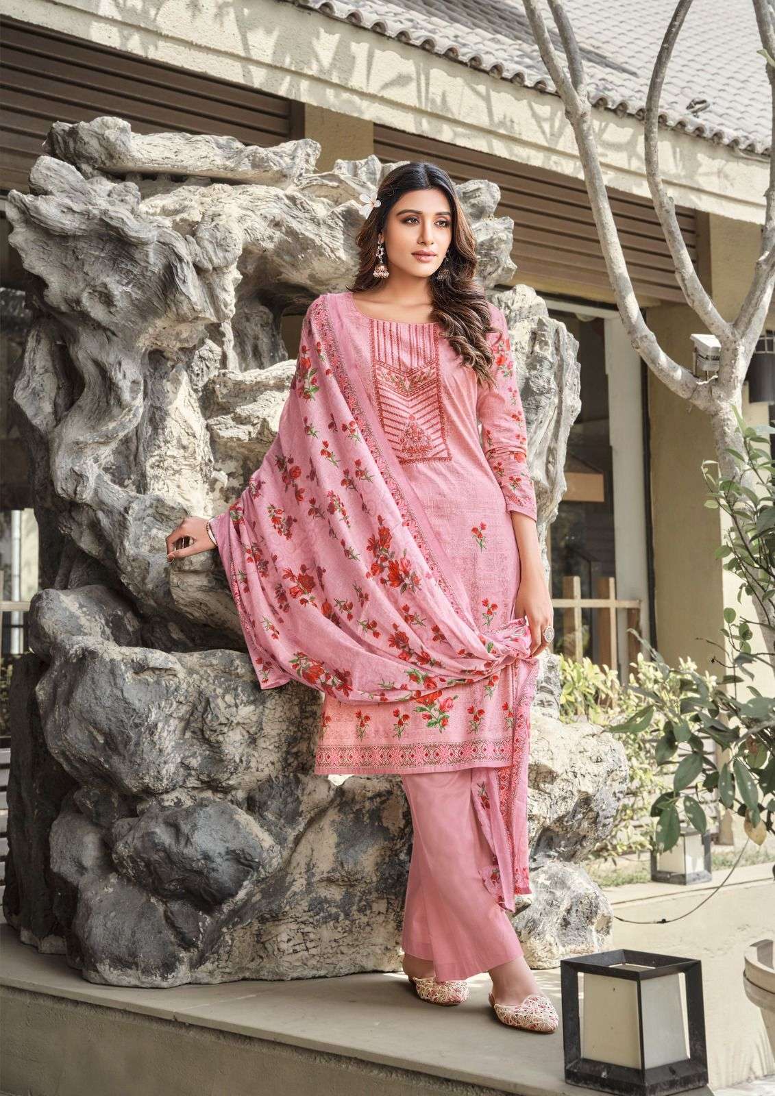 Yashika Trends Muskan Heavy Cotton Karachi Print Self Embroidery On Wholesale