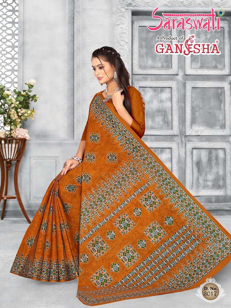 Ganesha Saraswati Pure Cotton Saree On Wholesale