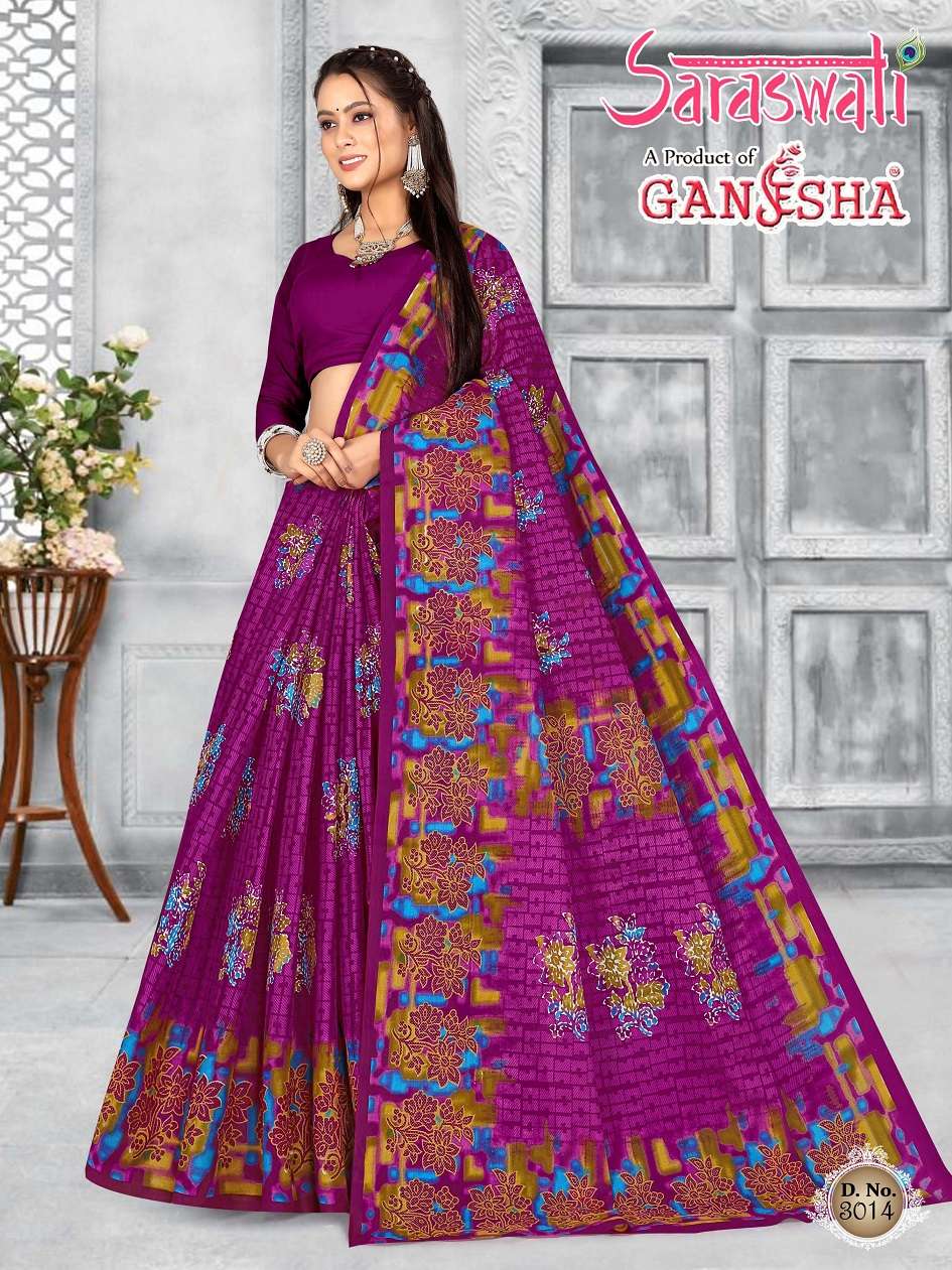 Ganesha Saraswati Pure Cotton Saree On Wholesale