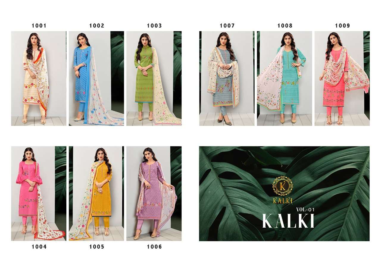 Kalki Fashion Kalki Vol 1 Pure Azza Lawn Cotton With Neck Work On Wholesale