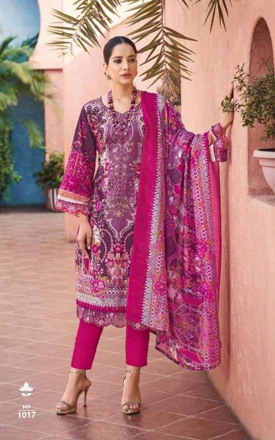 Levisha Mahefuz Vol 3 Satin Cotton Pakistani Print & Fancy Self Embroidery Top Bottom With Dupatta On Wholesale