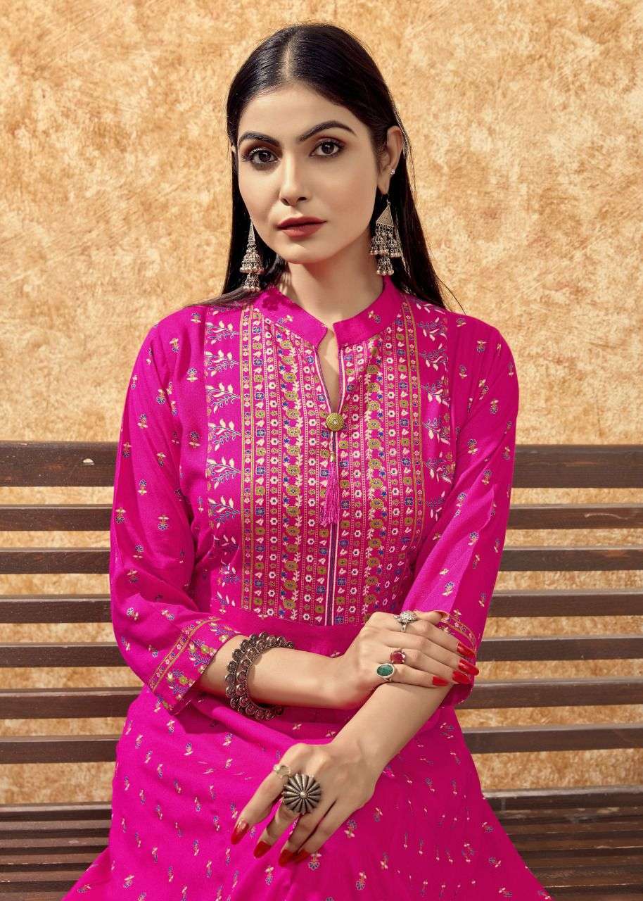 NAYANTARA 16 HEAVY RAYON PRINTED KURTIS WHOLESALER           