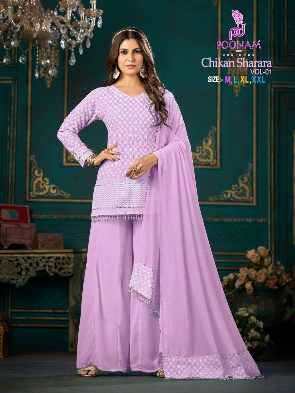 Poonam Designer Chikan Sharara vol-01 With Handwok