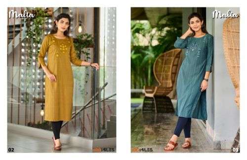 100 Miles Malta Embroidered Work Designer Kurti Collection Wholesale Price