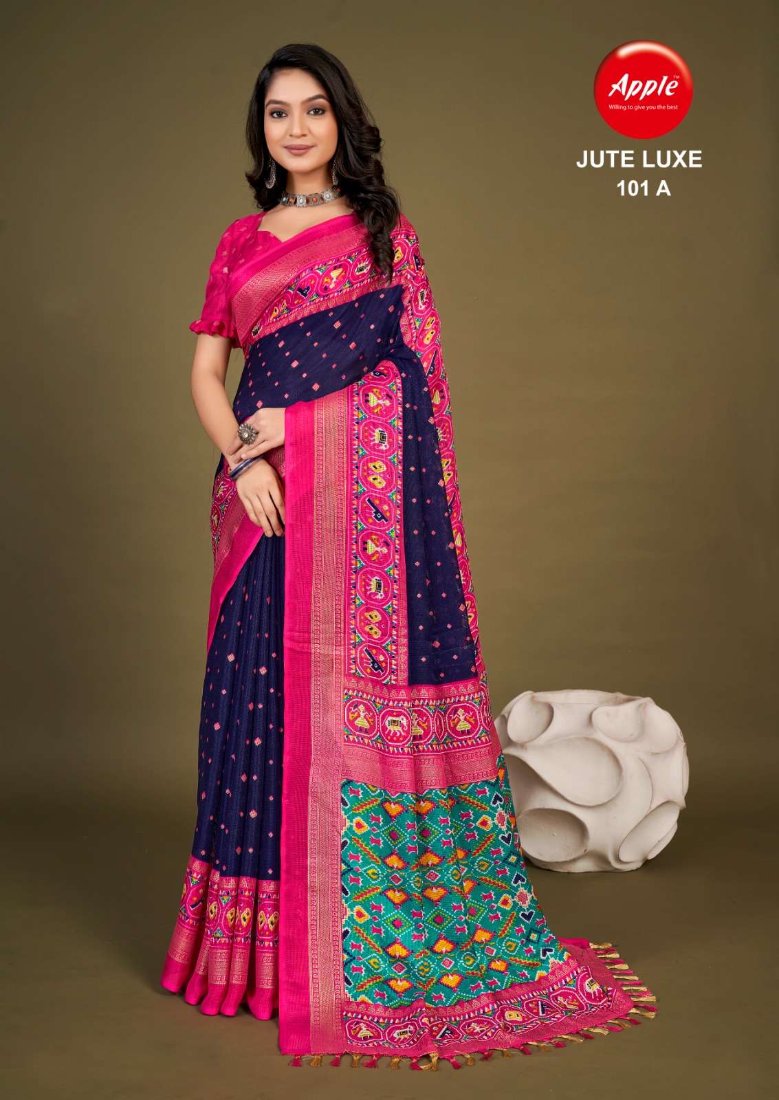 Apple Jute Luxe 101 Printed Silk Saree Wholesale catalog