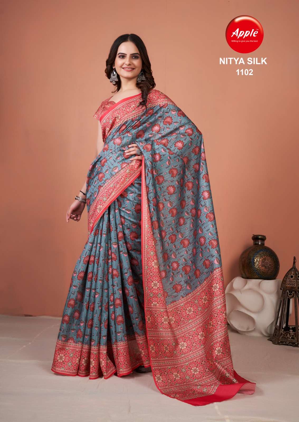 Ambica Unnati Am-6811 Brown Bhagalpuri Cotton Saree – Sanskar Sarees