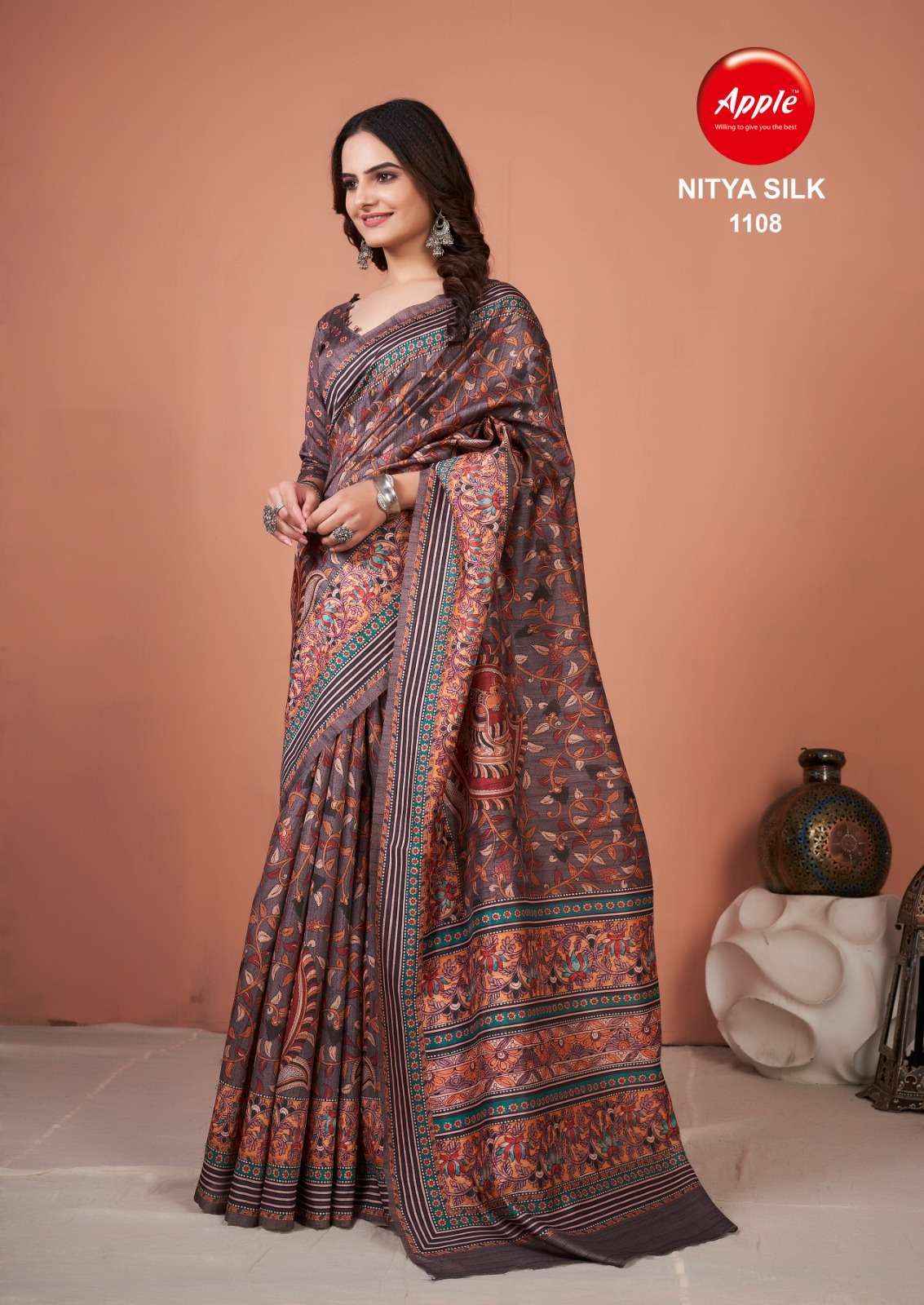 Buy Pure Tussar Silk Embroidery Saree | Bhagalpur Tussar Silk Saree