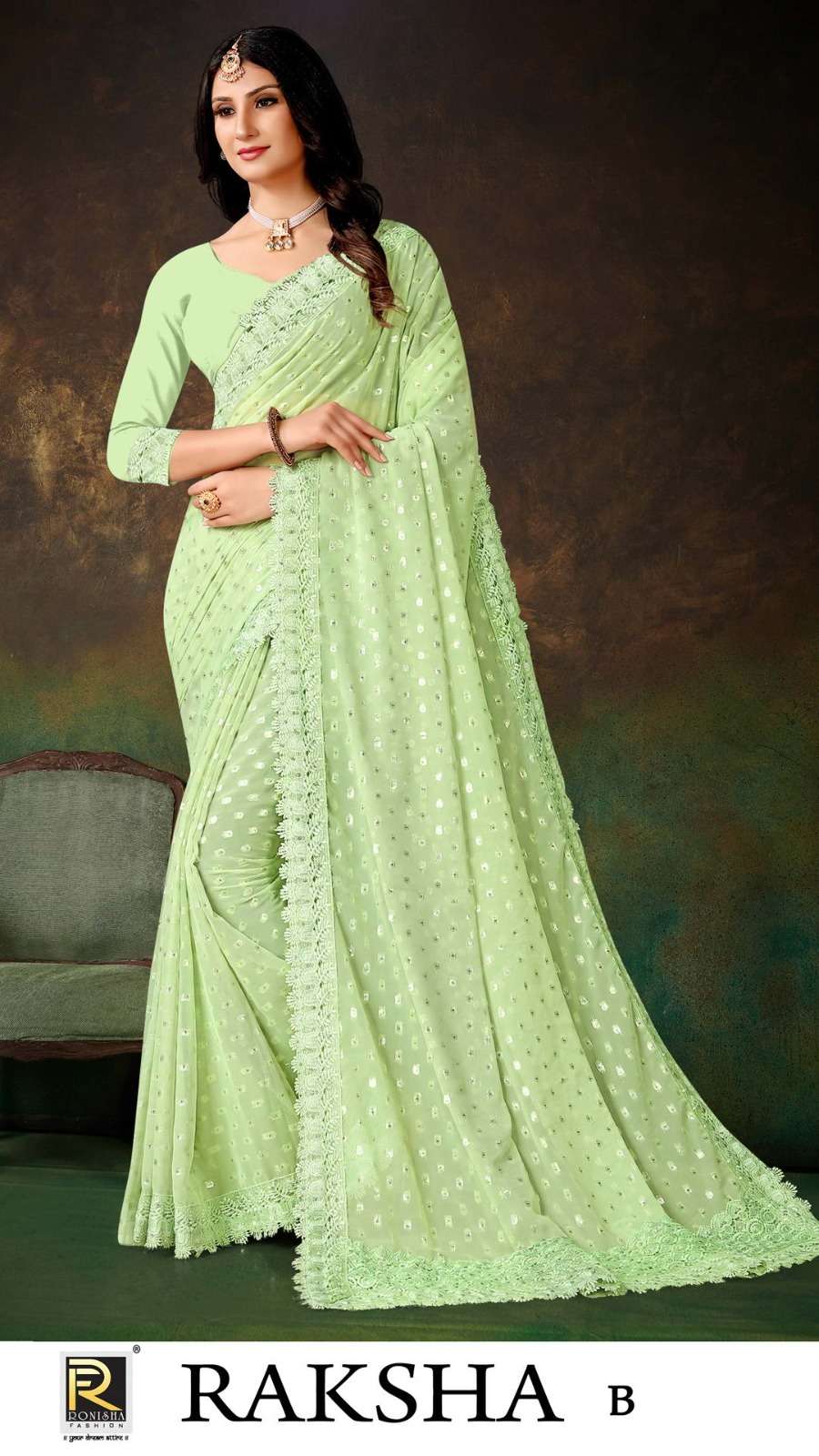 Ronisha Raksha Fancy Designer Lycra Saree Wholesale catalog