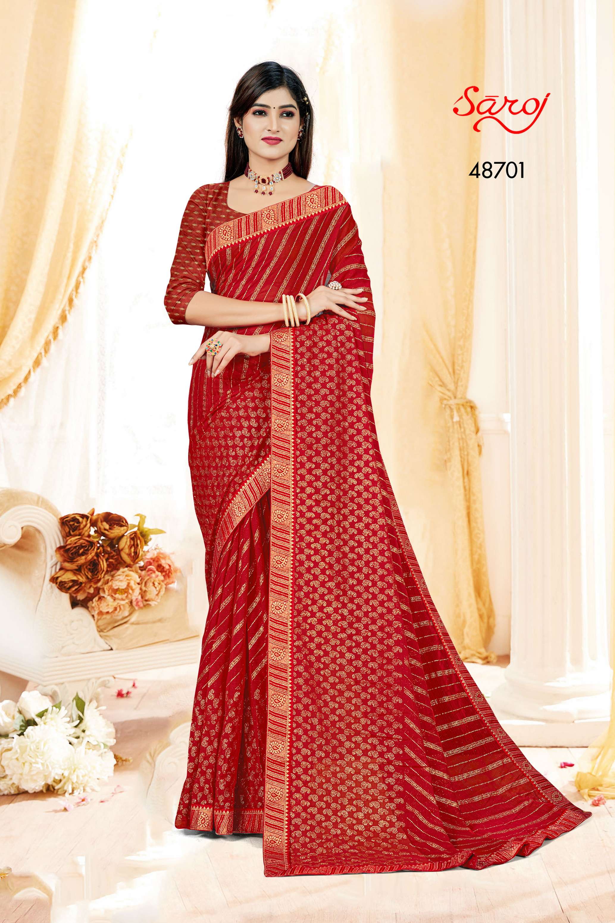 Saroj Prime Time Vol 1 Designer Chiffon Saree Wholesale catalog