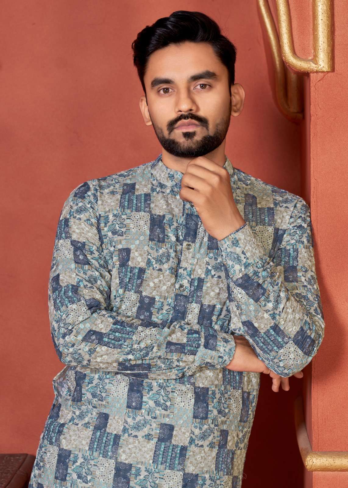 Schiffli Kurta V-2 Mens Kurta  wholesale catalog