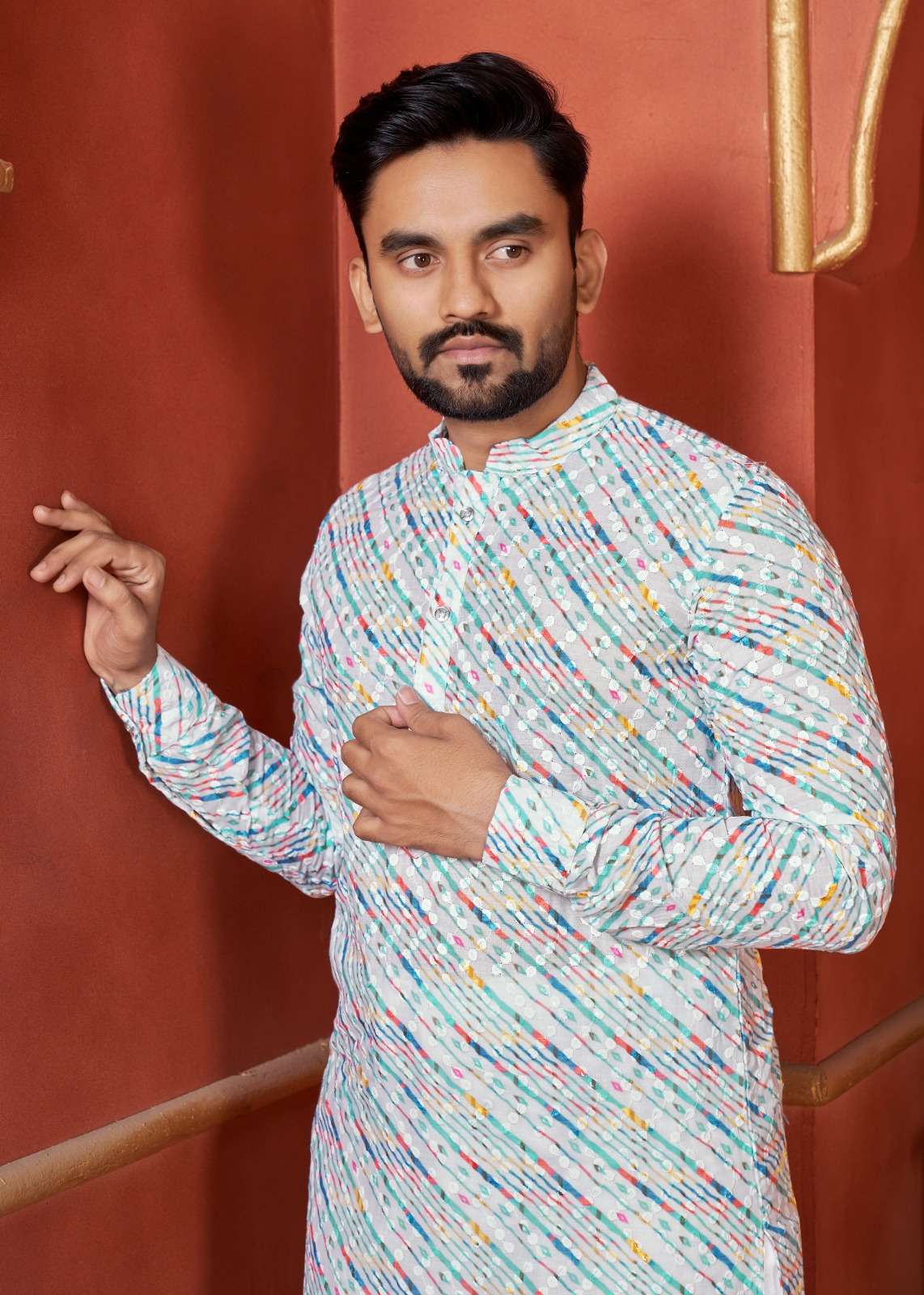 Schiffli Kurta V-2 Mens Kurta  wholesale catalog