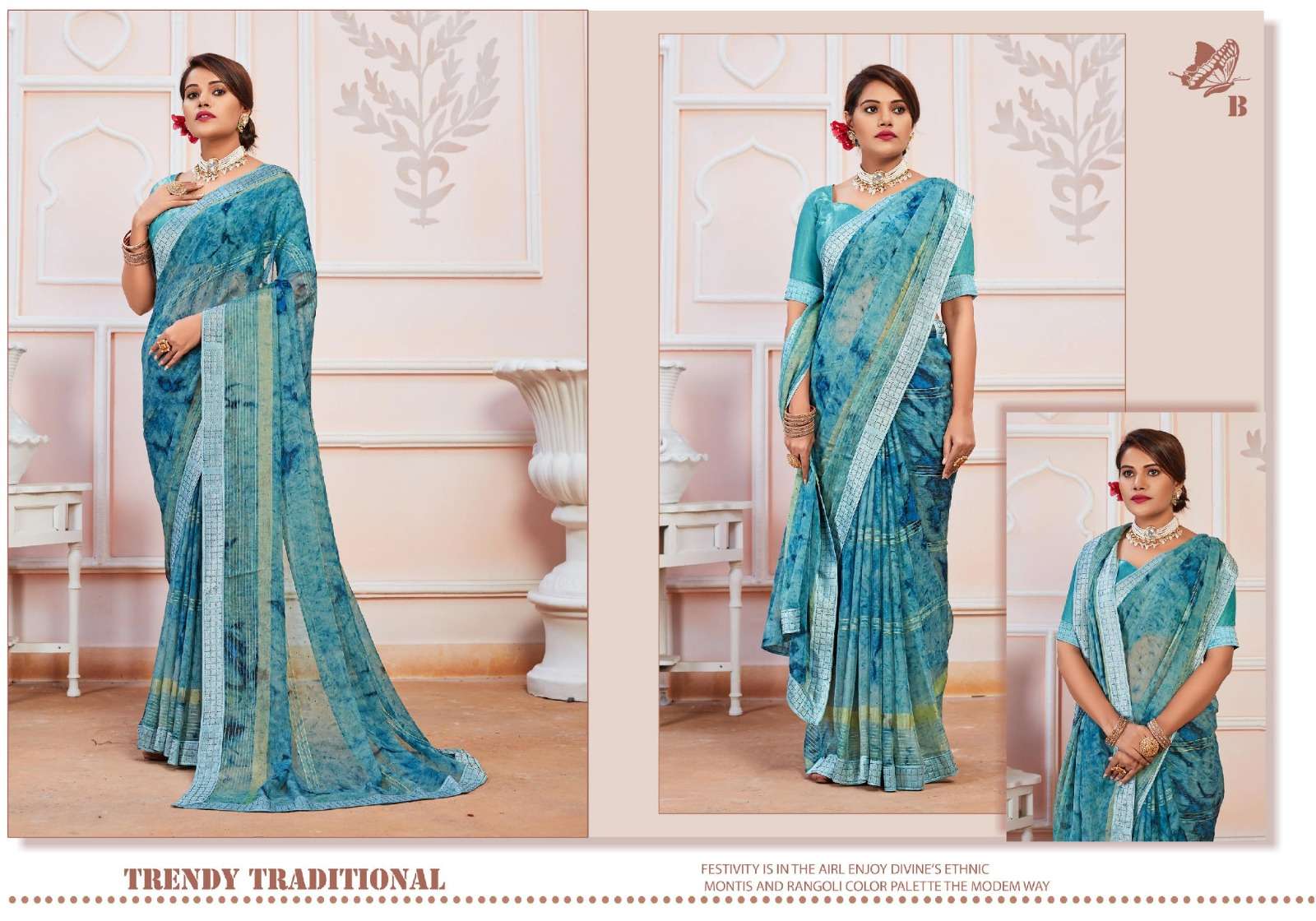 Buy New Zari Border Chiffon Sarees For Wedding/Festive Online In India At  Discounted Prices