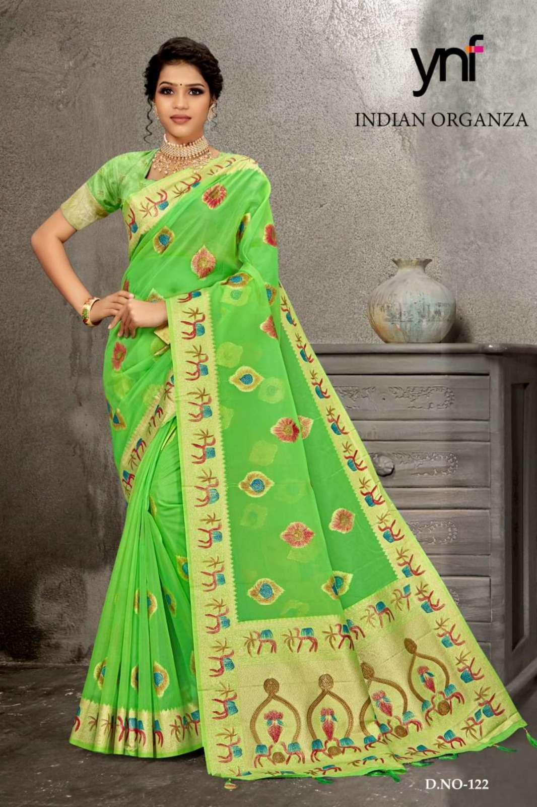 Ynf Indian Organza Woven Designer Saree Wholesale catalog