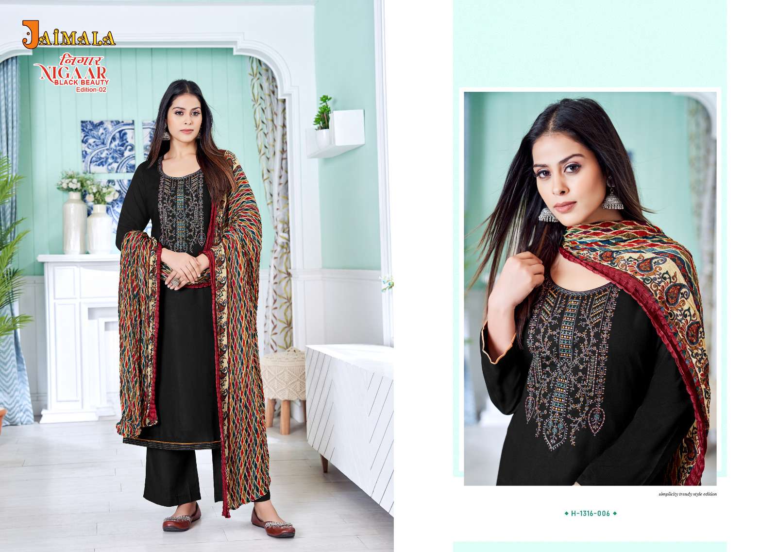 JAIMALA by Alok Suit NIGAAR BLACK BEAUTY EDITION 2 Dress Materials Wholesale catalog