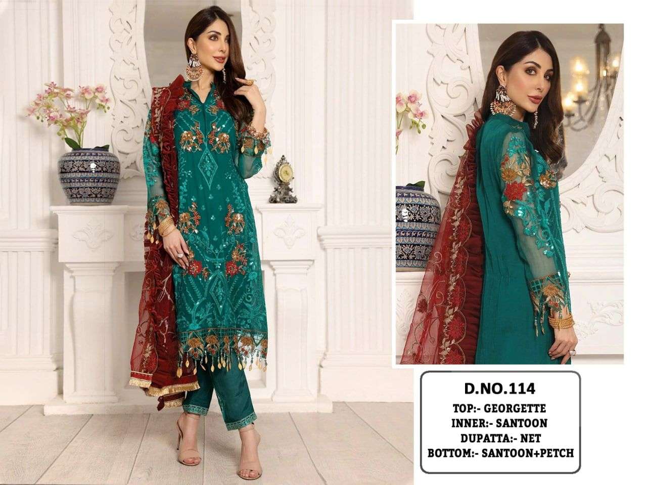 KF - 114 Georgette With Embroidery Pakistani Suits Wholesale catalog