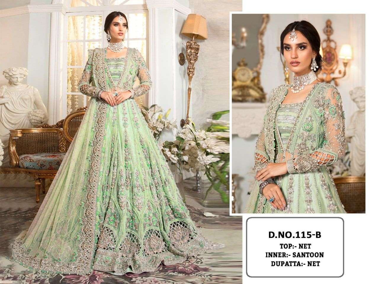 KF - 115 Butterfly Net With Embroidery Pakistani Suits Wholesale catalog