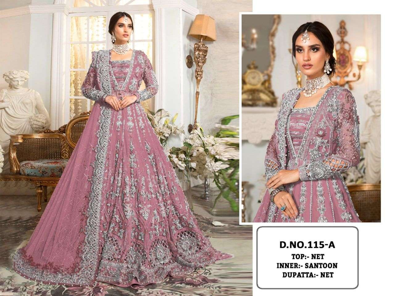 KF - 115 Butterfly Net With Embroidery Pakistani Suits Wholesale catalog