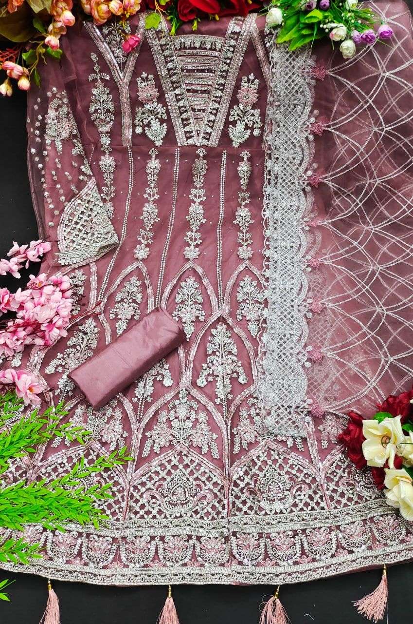 KF - 115 Butterfly Net With Embroidery Pakistani Suits Wholesale catalog