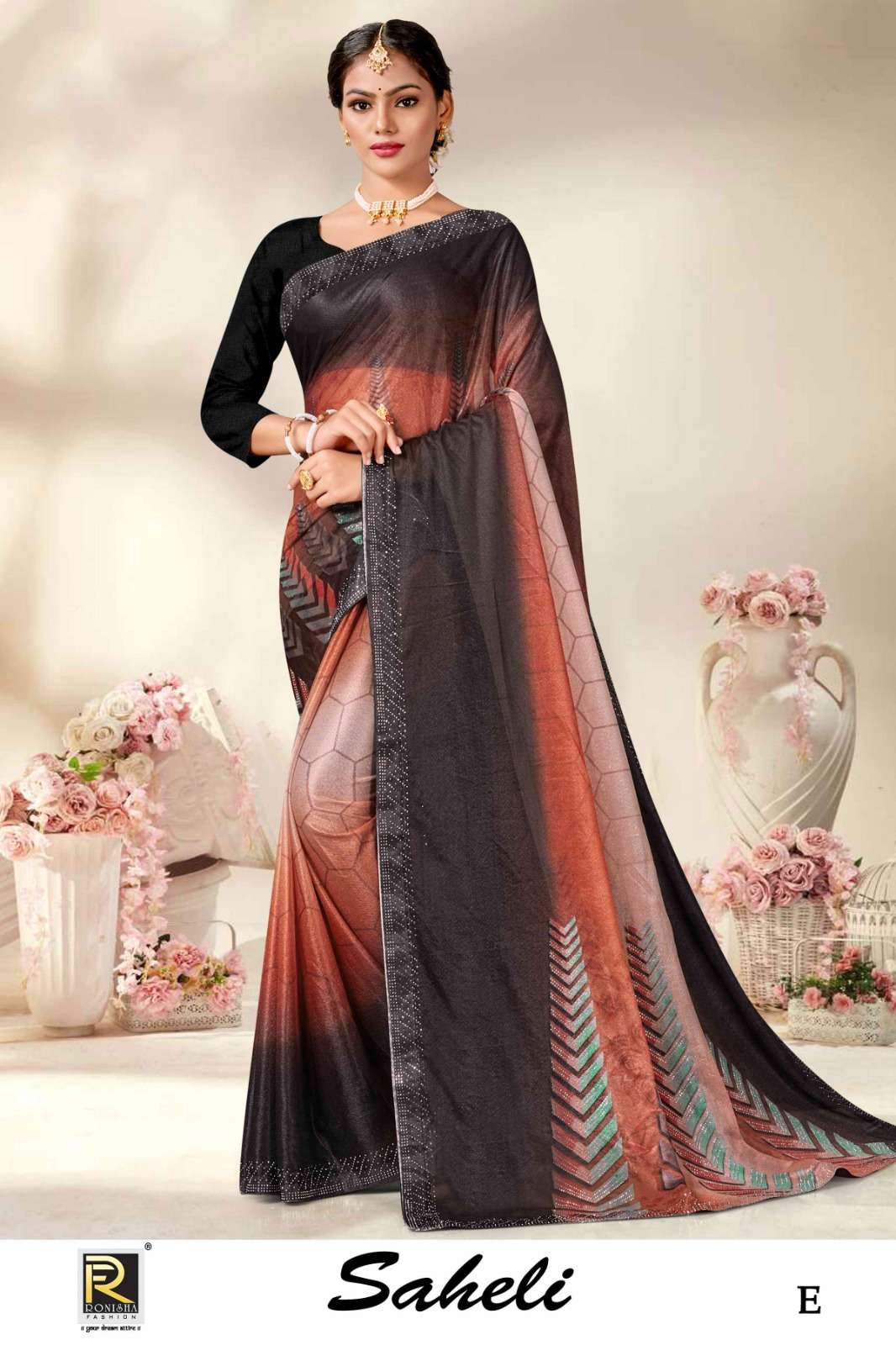 SAHELI  BY RONISHA SAREE IMPORTED LYCRA DIGITAL PRINT WITH SIROSKI DIAMOND SUPER HIT COLLECTION 