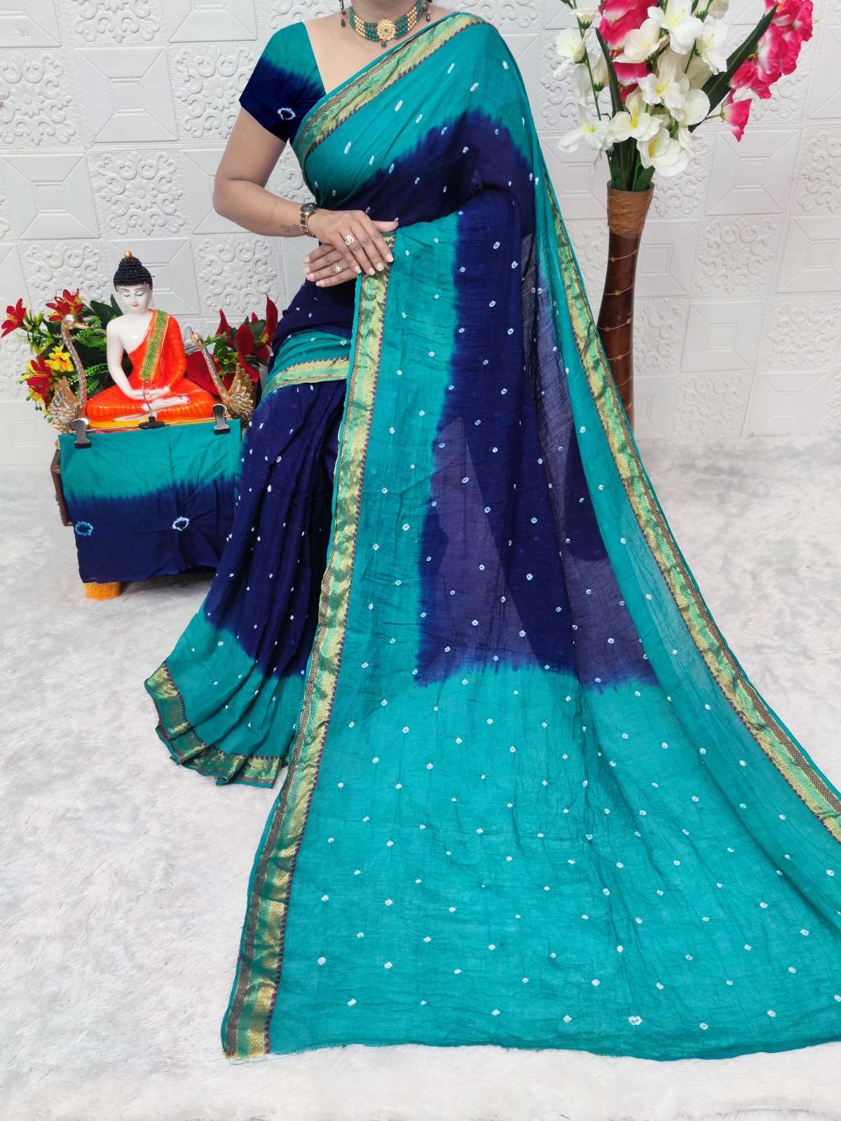 LEELA Cotton Hand Bandhej Saree Wholesale catalog