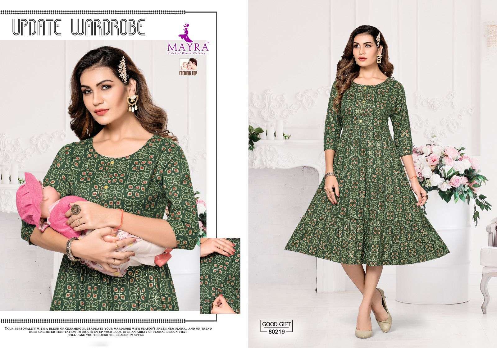 MAYRA GOD GIFT Pure capsuil print Kurti Wholesale catalog