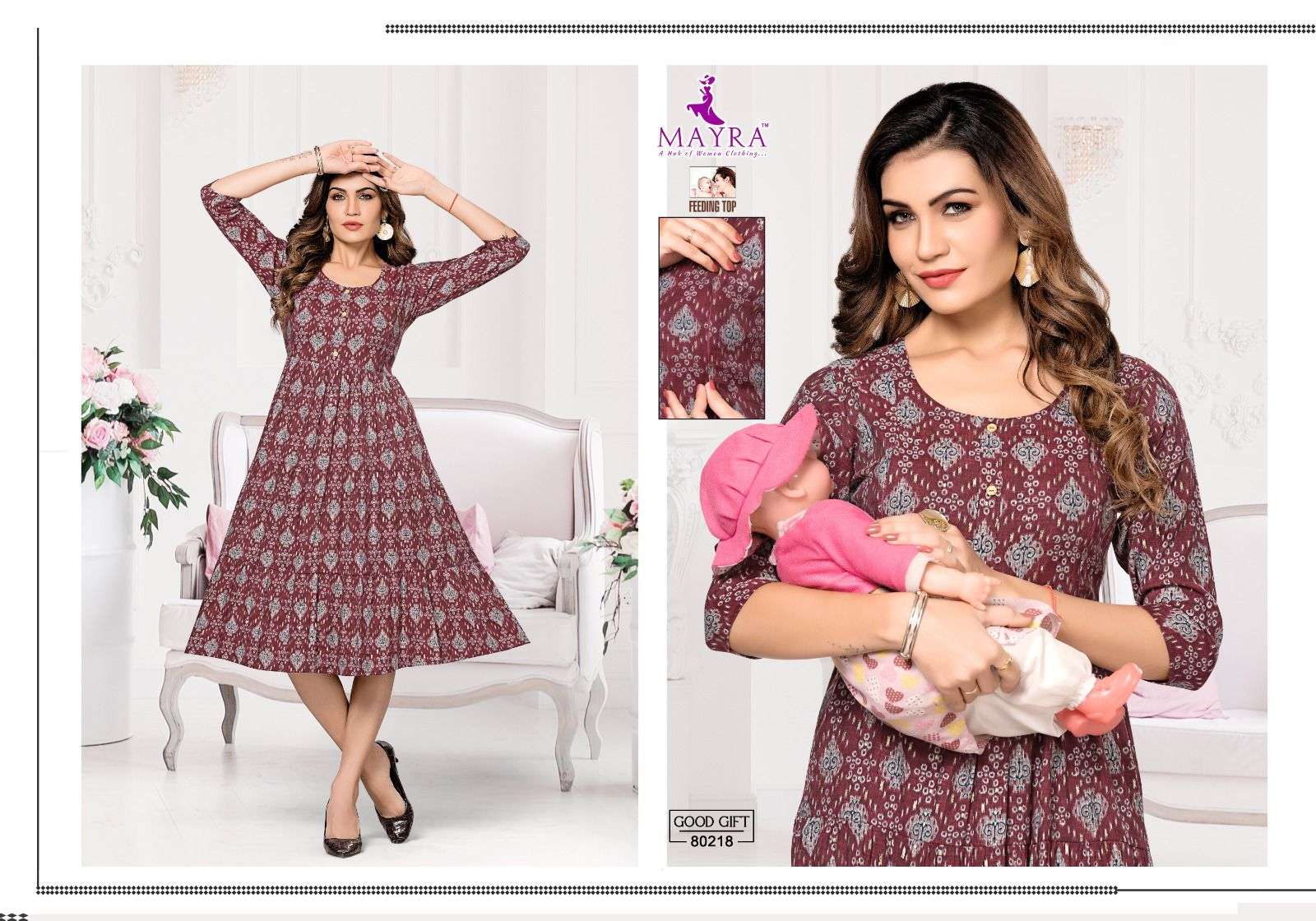 MAYRA GOD GIFT Pure capsuil print Kurti Wholesale catalog