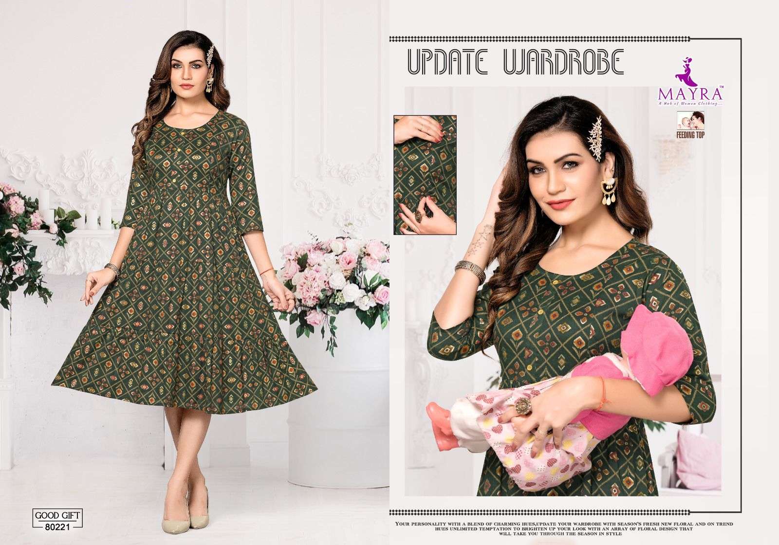 MAYRA GOD GIFT Pure capsuil print Kurti Wholesale catalog