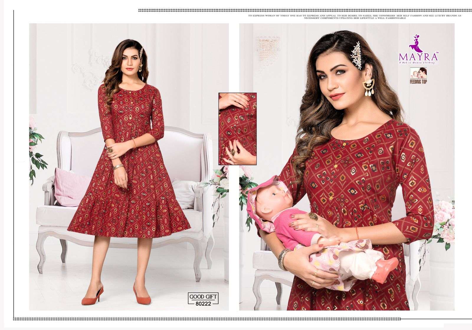 MAYRA GOD GIFT Pure capsuil print Kurti Wholesale catalog