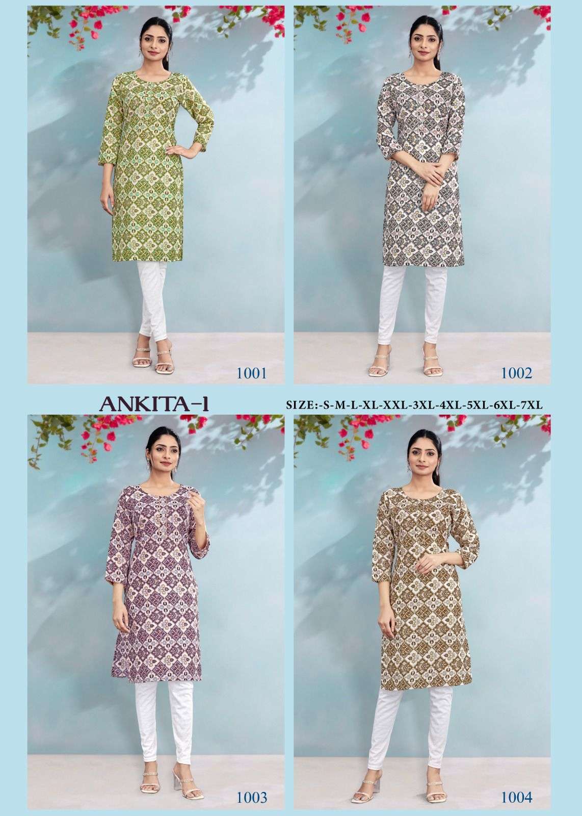 ANKITA-1 RAYON COTTON Kurti Wholesale catalog