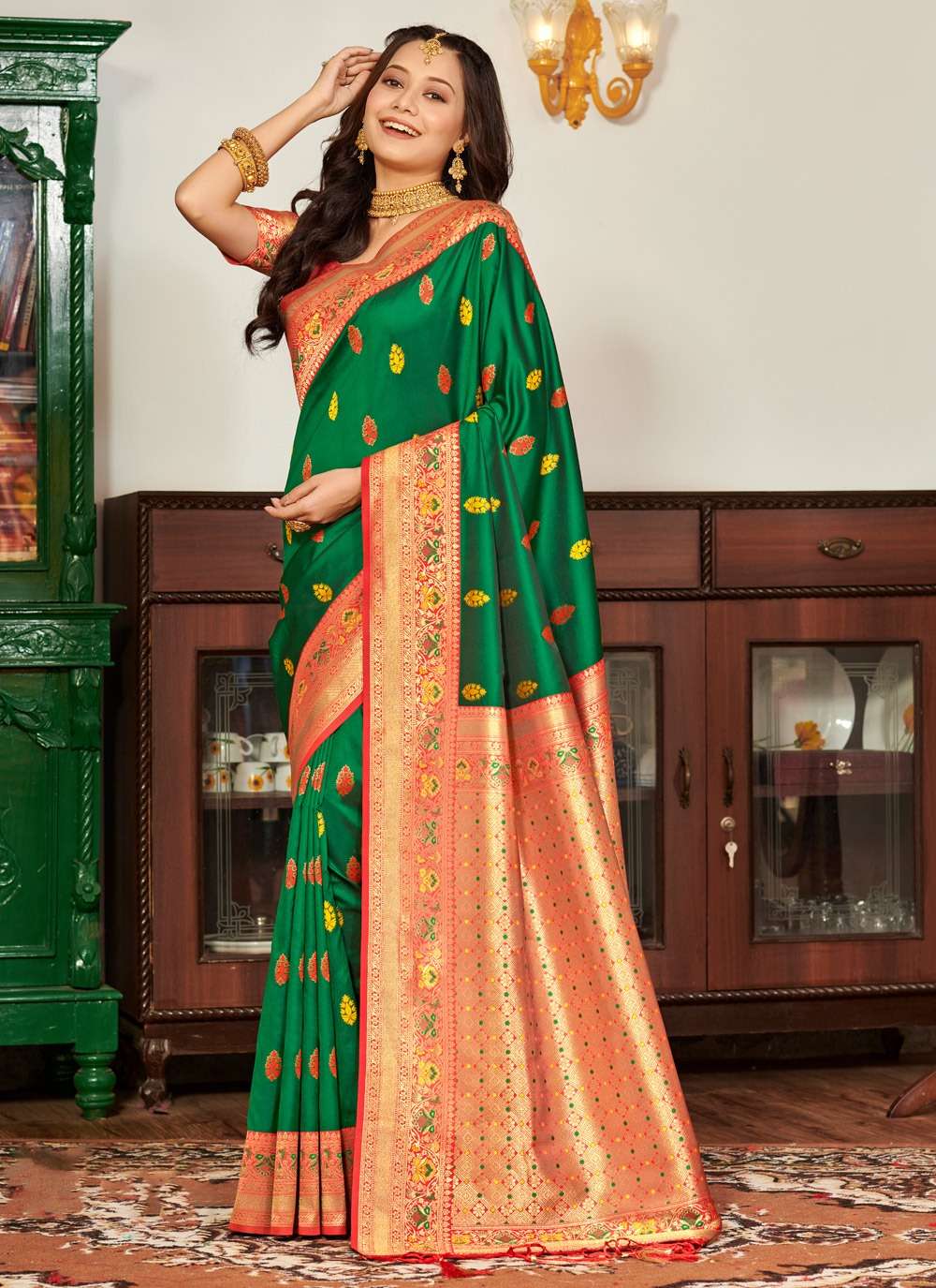 Buy Green Pure Crepe Daily Wear Printed Saree Online From Wholesale Salwar.