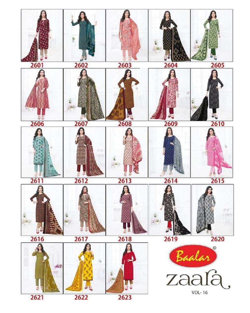 	Baalar Zaara Vol-16 – Dress Material -Wholesale Catalog