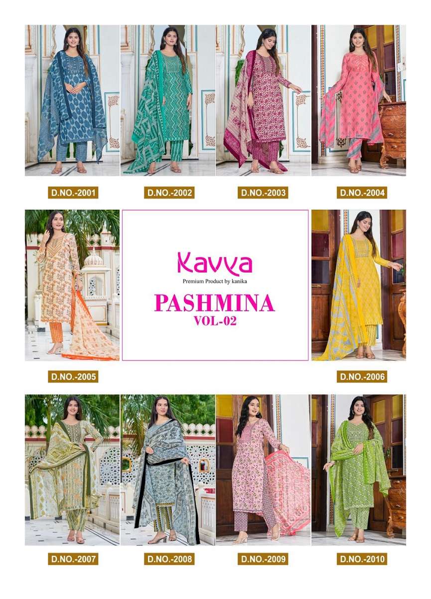 Kavya Pashmina Vol-2 – Kurti Pant With Dupatta - Wholesale Catalog