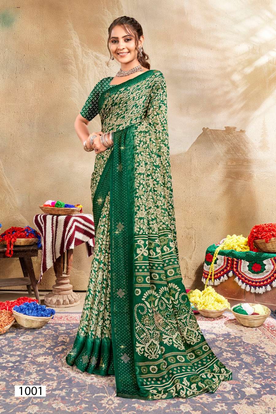 Blue Soft moss chiffon sarees, With Blouse Piece at Rs 585 in New Delhi