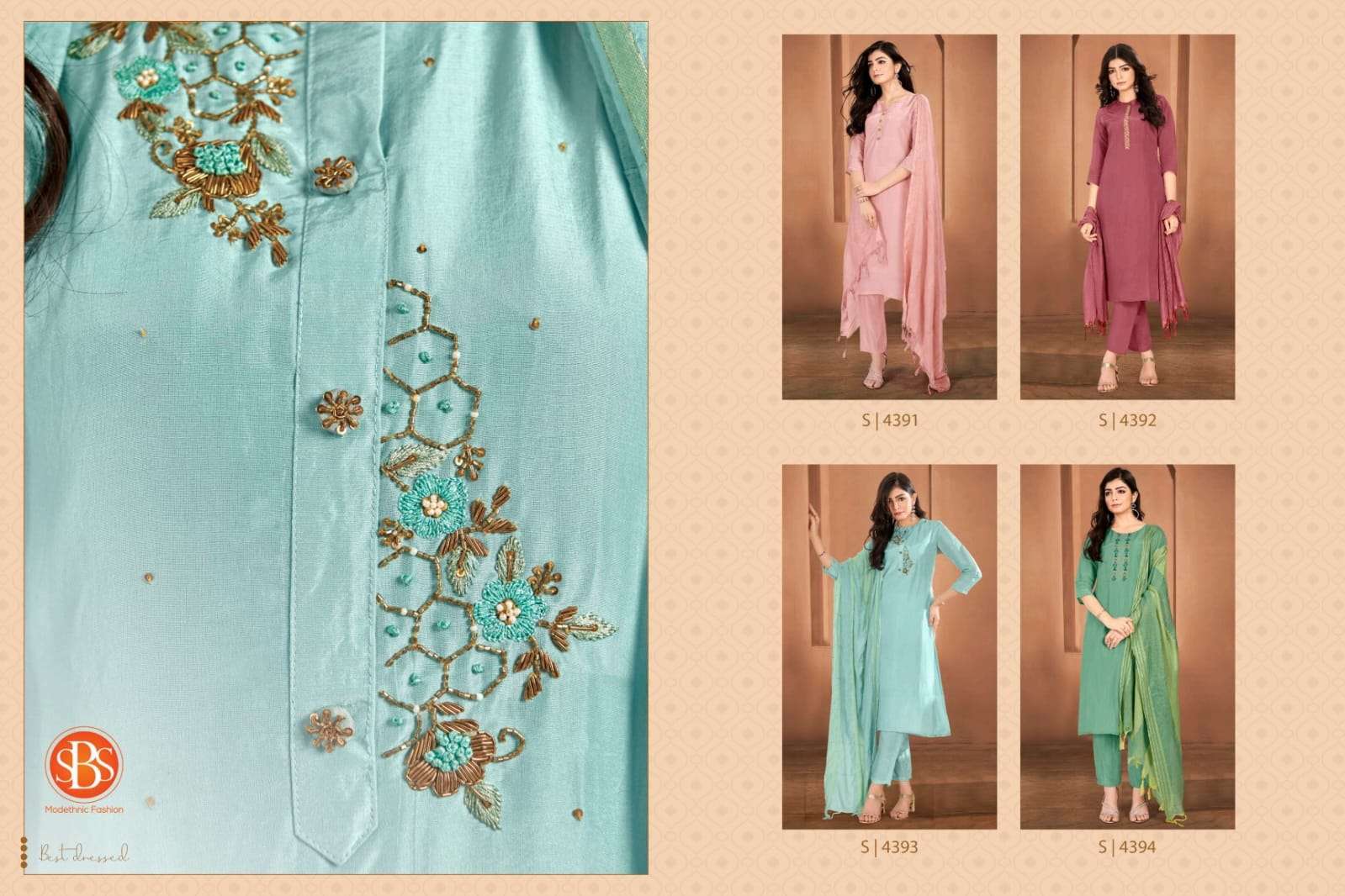 SBS MODETHNIC DARPANA KURTI WITH PANT & DUPATTA Wholesale catalog