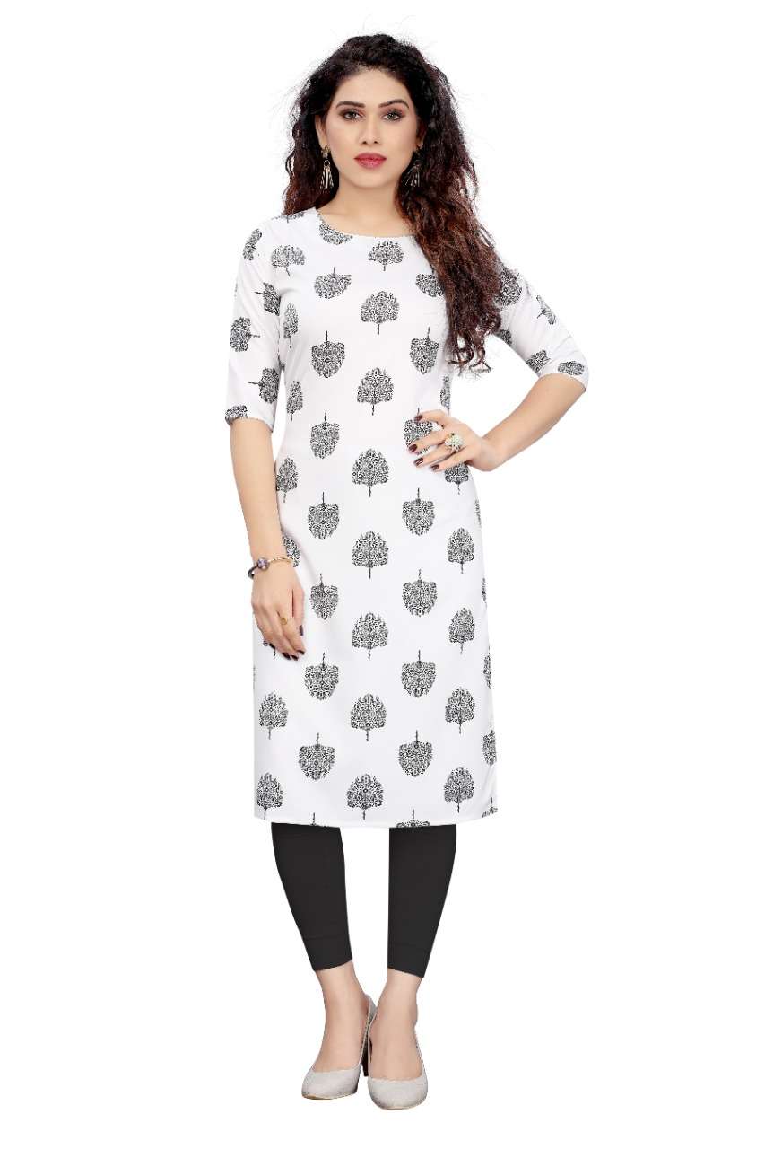 D 31 Casual Wear Printed Crepe Kurti Wholesale catalog